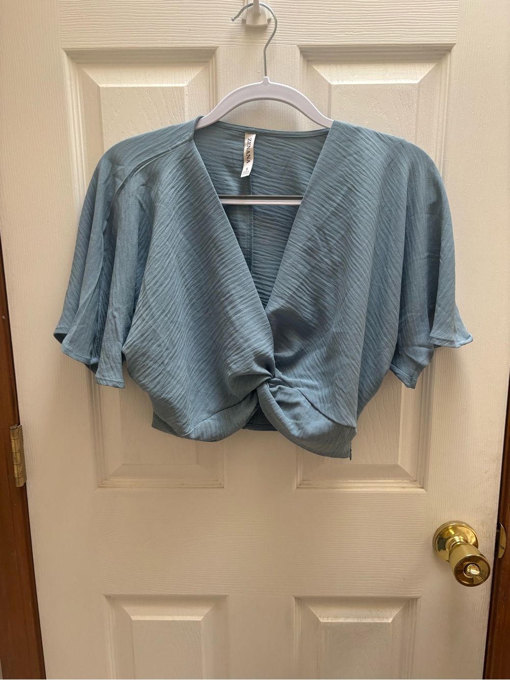 Zenana Outfitters Wide-Leg Jumpsuit in Dusty Teal Blue - Picture 2 of 7